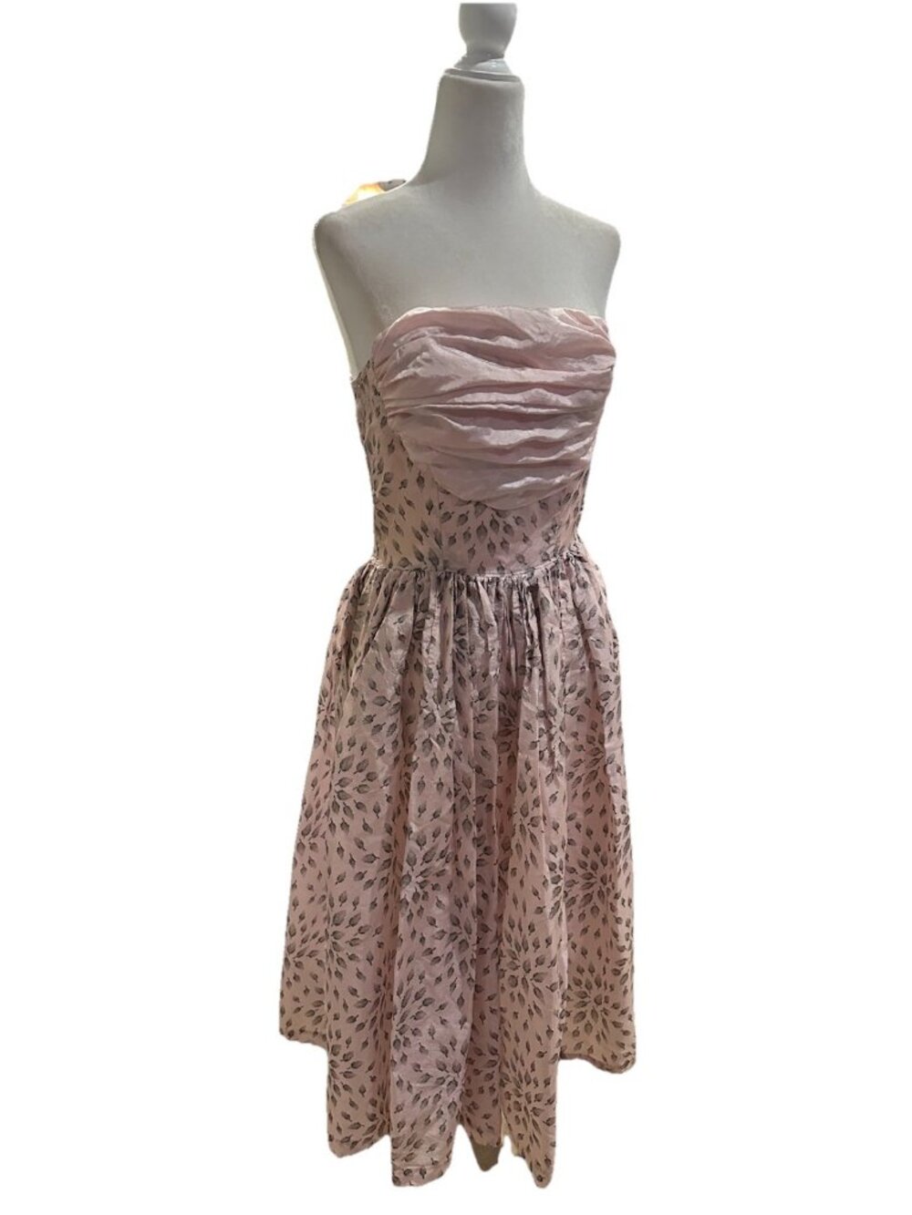 Vintage 1950s Strapless Pink Cocktail Party Dress Talon Zipper 24" Waist